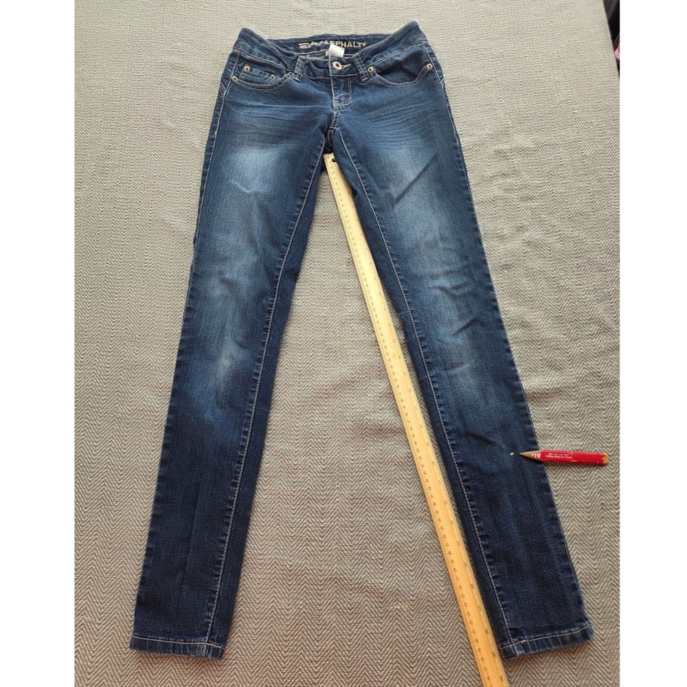 Blue Asphalt Womens Size 3 Skinny Jeans Dark Wash Low Rise Stretch Denim S635
